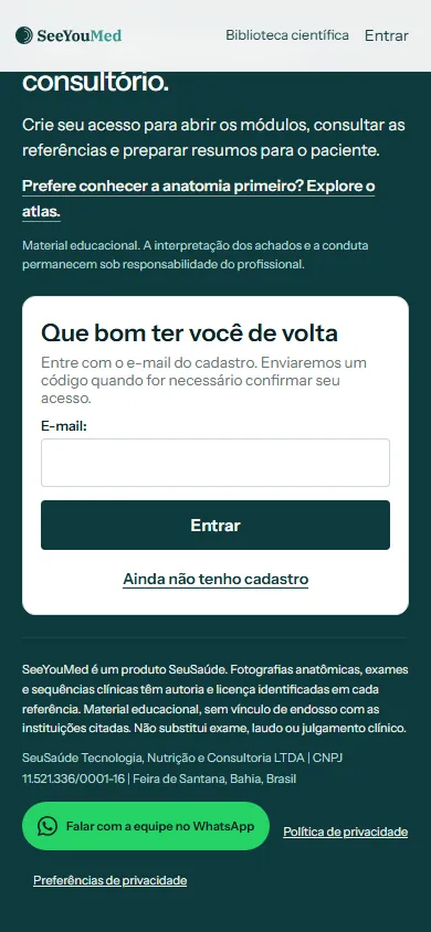 Entrada do SeeYouMed no celular