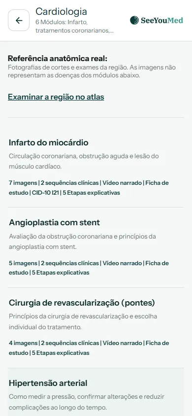 Lista de condições de uma especialidade